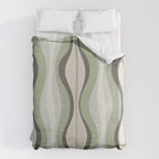 Hourglass Abstract Mid Century Modern Pattern in Sage Green, Gray, and Cream Beige Duvet Cover Gallery Image 6