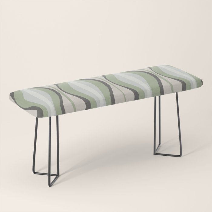 Hourglass Abstract Mid Century Modern Pattern in Sage Green, Gray, and Cream Beige Bench Gallery Image 1