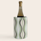 Hourglass Abstract Mid Century Modern Pattern in Sage Green, Gray, and Cream Beige Wine Chiller Gallery Image 2