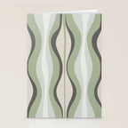Hourglass Abstract Mid Century Modern Pattern in Sage Green, Gray, and Cream Beige Stationery Card Gallery Image 2