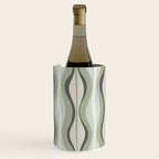 Hourglass Abstract Mid Century Modern Pattern in Sage Green, Gray, and Cream Beige Wine Chiller Gallery Image 3
