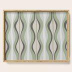 Hourglass Abstract Mid Century Modern Pattern in Sage Green, Gray, and Cream Beige Serving Tray Gallery Image 1