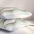 Hourglass Abstract Mid Century Modern Pattern in Sage Green, Gray, and Cream Beige Pillow Sham Gallery Image 3