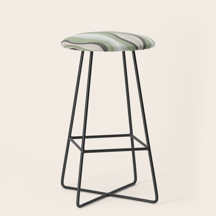 Hourglass Abstract Mid Century Modern Pattern in Sage Green, Gray, and Cream Beige Stool Gallery Image 1