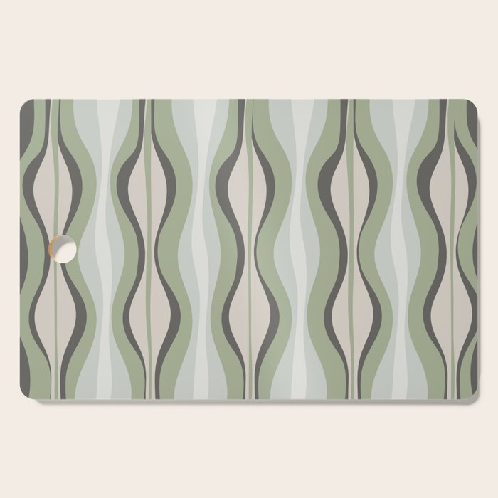 Hourglass Abstract Mid Century Modern Pattern in Sage Green, Gray, and Cream Beige Cutting Board Gallery Image 1