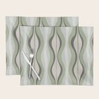 Hourglass Abstract Mid Century Modern Pattern in Sage Green, Gray, and Cream Beige Placemat Gallery Image 1