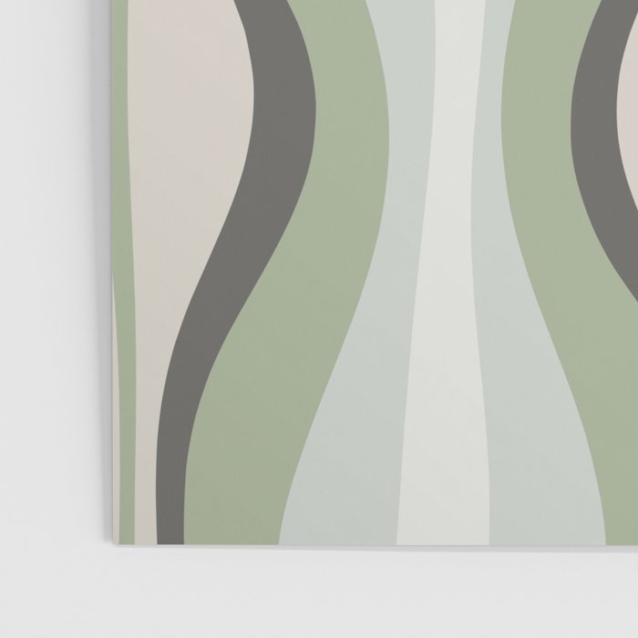 Hourglass Abstract Mid Century Modern Pattern in Sage Green, Gray, and Cream Beige Poster Gallery Image 3