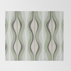 Hourglass Abstract Mid Century Modern Pattern in Sage Green, Gray, and Cream Beige Throw Blanket Gallery Image 2