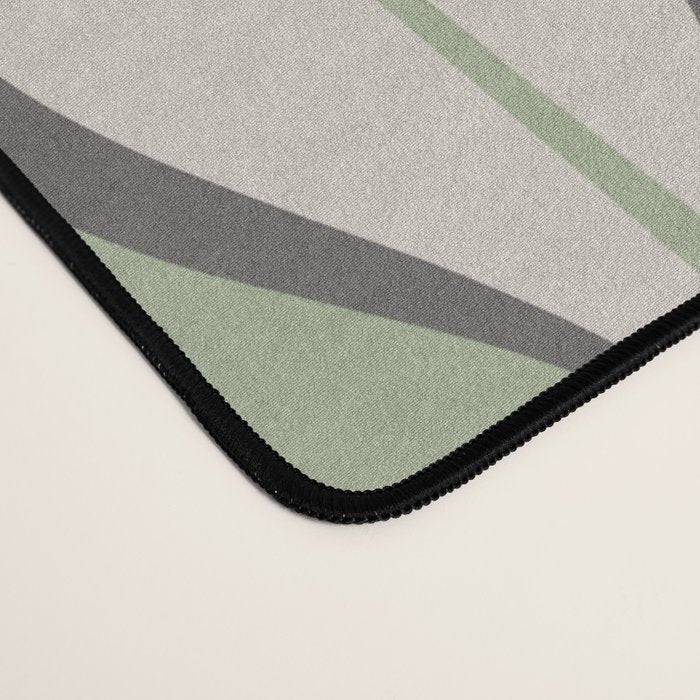 Hourglass Abstract Mid Century Modern Pattern in Sage Green, Gray, and Cream Beige Desk Mat Gallery Image 4