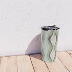 Hourglass Abstract Mid Century Modern Pattern in Sage Green, Gray, and Cream Beige Travel Mug Gallery Image 4