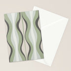 Hourglass Abstract Mid Century Modern Pattern in Sage Green, Gray, and Cream Beige Stationery Card Gallery Image 2