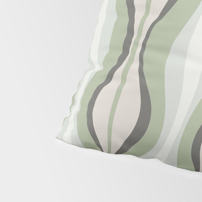 Hourglass Abstract Mid Century Modern Pattern in Sage Green, Gray, and Cream Beige Pillow Sham Gallery Image 4