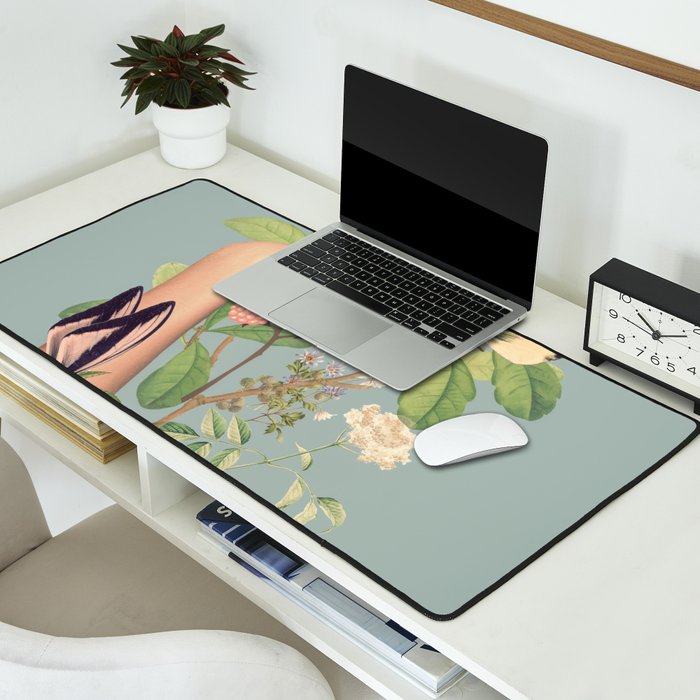 Minimal Collage/ Hand, Plants and Butterflies 4 Desk Mat Gallery Image 2