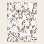 Toile de Jouy Contemporary French Boho Dark Brown & White Poster Gallery Image 4