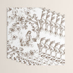 Toile de Jouy Contemporary French Boho Dark Brown & White Wrapping Paper Gallery Image 3