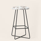 Toile de Jouy Contemporary French Boho Dark Brown & White Stool Gallery Image 1