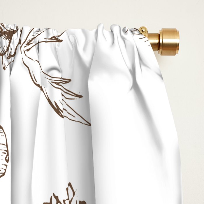Toile de Jouy Contemporary French Boho Dark Brown & White Window Curtain Gallery Image 2