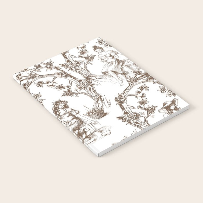 Toile de Jouy Contemporary French Boho Dark Brown & White Notebook Gallery Image 1