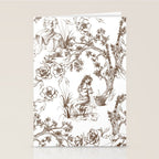 Toile de Jouy Contemporary French Boho Dark Brown & White Stationery Card Gallery Image 2