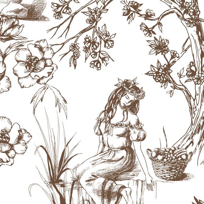 Toile de Jouy Contemporary French Boho Dark Brown & White Coffee Mug Gallery Image 2