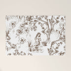 Toile de Jouy Contemporary French Boho Dark Brown & White Welcome Mat Gallery Image 1