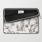 Toile de Jouy Contemporary French Boho Dark Brown & White Laptop Sleeve Gallery Image 2