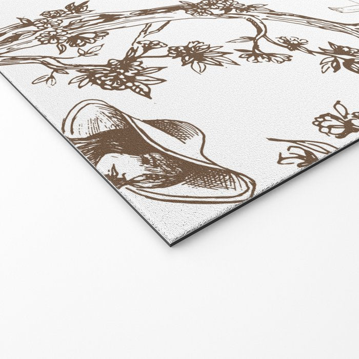 Toile de Jouy Contemporary French Boho Dark Brown & White Welcome Mat Gallery Image 2