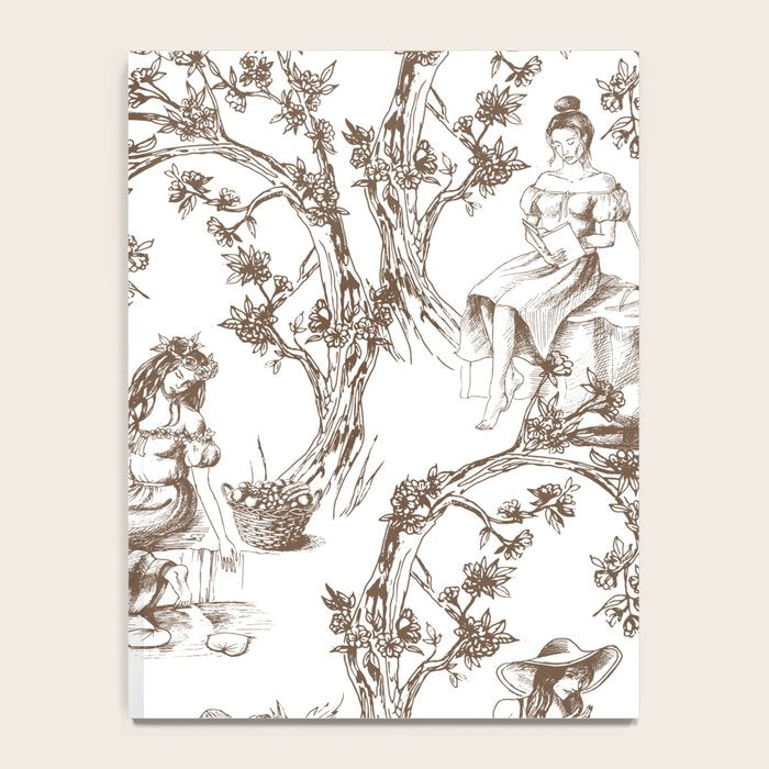 Toile de Jouy Contemporary French Boho Dark Brown & White Notebook Gallery Image 4