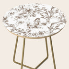 Toile de Jouy Contemporary French Boho Dark Brown & White Side Table Gallery Image 2