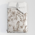 Toile de Jouy Contemporary French Boho Dark Brown & White Duvet Cover Gallery Image 6