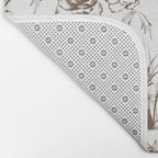 Toile de Jouy Contemporary French Boho Dark Brown & White Bath Mat Gallery Image 2