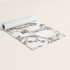 Toile de Jouy Contemporary French Boho Dark Brown & White Yoga Mat Gallery Image 2