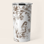 Toile de Jouy Contemporary French Boho Dark Brown & White Travel Mug Gallery Image 1
