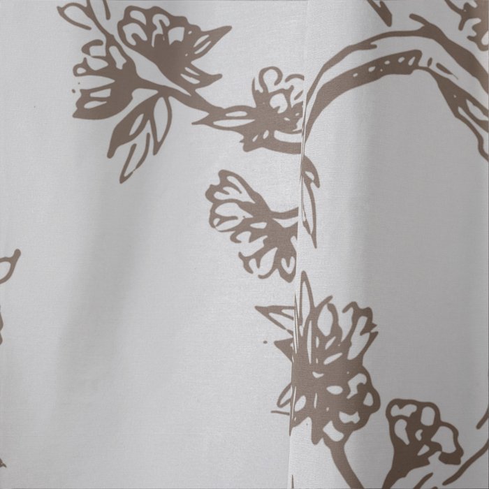 Toile de Jouy Contemporary French Boho Dark Brown & White Window Curtain Gallery Image 4