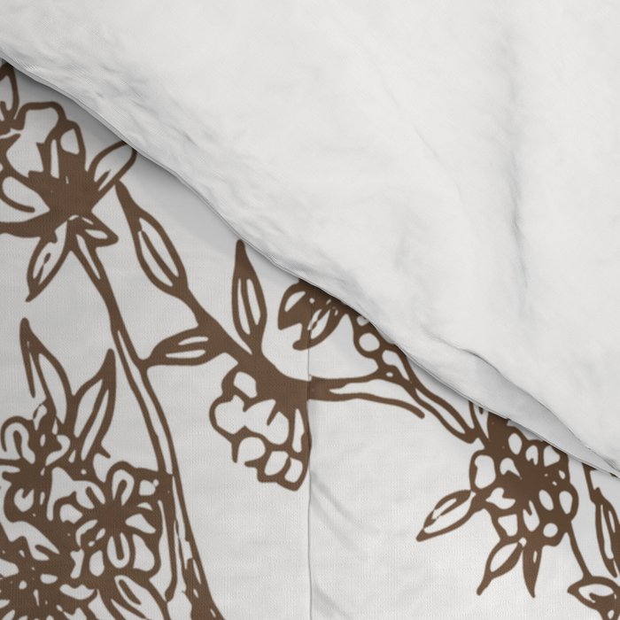 Toile de Jouy Contemporary French Boho Dark Brown & White Comforter Gallery Image 4