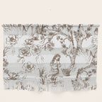 Toile de Jouy Contemporary French Boho Dark Brown & White Wall Hanging Gallery Image 1