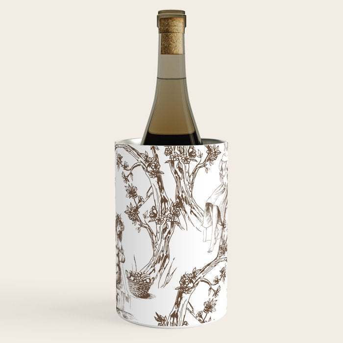 Toile de Jouy Contemporary French Boho Dark Brown & White Wine Chiller Gallery Image 3