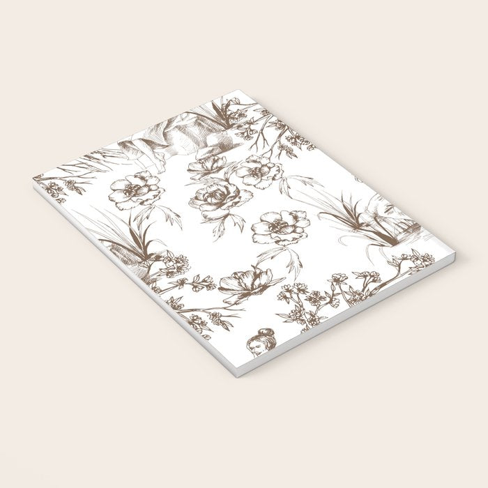 Toile de Jouy Contemporary French Boho Dark Brown & White Notebook Gallery Image 3