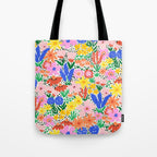 Colorful Summer Flower Meadow Happy Hand Drawn Wildflowers Tote Bag Gallery Image 1