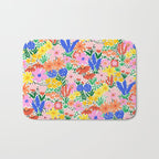 Colorful Summer Flower Meadow Happy Hand Drawn Wildflowers Bath Mat Gallery Image 1