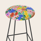 Colorful Summer Flower Meadow Happy Hand Drawn Wildflowers Stool Gallery Image 2