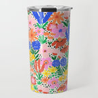 Colorful Summer Flower Meadow Happy Hand Drawn Wildflowers Travel Mug Gallery Image 1