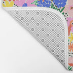 Colorful Summer Flower Meadow Happy Hand Drawn Wildflowers Bath Mat Gallery Image 2