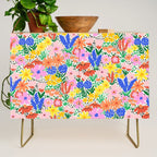 Colorful Summer Flower Meadow Happy Hand Drawn Wildflowers Credenza Gallery Image 1
