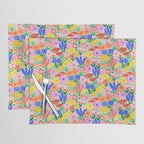 Colorful Summer Flower Meadow Happy Hand Drawn Wildflowers Placemat Gallery Image 1