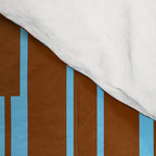 Geometric Minimalist Geo Chain Vertical Stripe Pattern in Sky Blue and Chestnut Brown Comforter Gallery Image 4