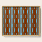Geometric Minimalist Geo Chain Vertical Stripe Pattern in Sky Blue and Chestnut Brown Serving Tray Gallery Image 1