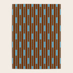 Geometric Minimalist Geo Chain Vertical Stripe Pattern in Sky Blue and Chestnut Brown Poster Gallery Image 4