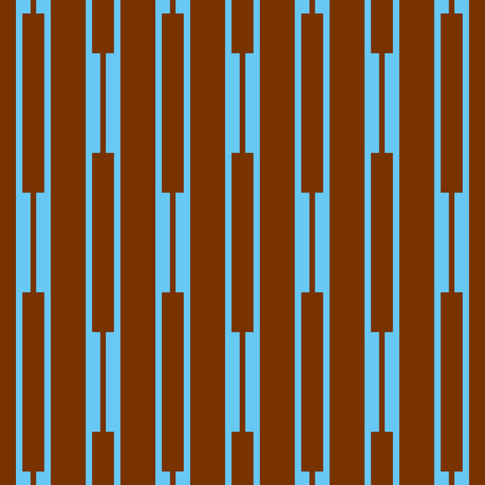 Geometric Minimalist Geo Chain Vertical Stripe Pattern in Sky Blue and Chestnut Brown Coffee Mug Gallery Image 2