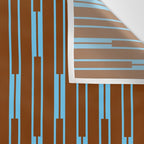 Geometric Minimalist Geo Chain Vertical Stripe Pattern in Sky Blue and Chestnut Brown Wall Tapestry Gallery Image 3